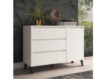 velka komoda cand 120x78x39cm na nozickach 3 sufliky 1 dvierka biela