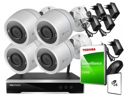 bezdrotovy monitorovaci set hikvision ezviz 4 kamery c3t wifi full hd 1080p 1tb