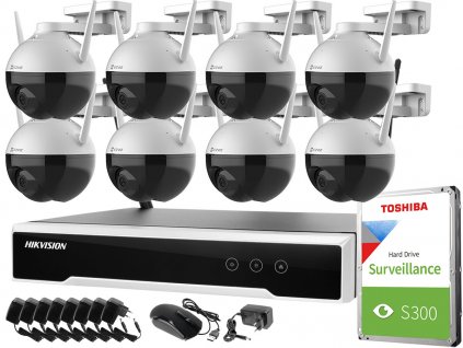 bezdrotovy monitorovaci set hikvision ezviz 8 kamier 2mpx c8t wifi fullhd 1tb