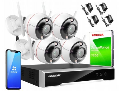 bezdrotovy monitorovaci set hikvision ezviz 4 kamery c3t pro wifi 4mpx 1tb