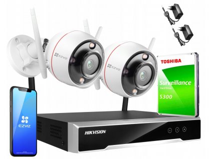 bezdrotovy monitorovaci set hikvision ezviz 2x kamera c3t pro wifi 4mpx 1tb
