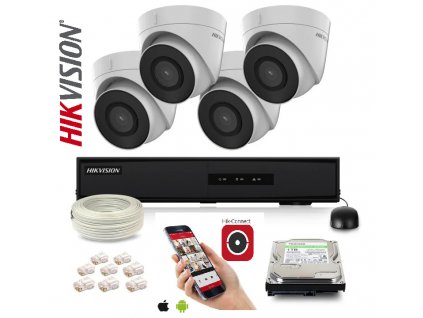 hikvision 4 kamerovy set 4mpix ip dome kamery poe