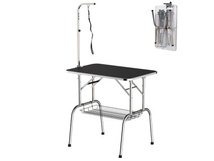 veterinarny stol na strihanie psov a maciek s uloznym kosikom