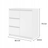 velka komoda cand 80x75x40cm 3 sufliky 1 dvierka biela rozmer