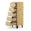 komoda cand vysoka na nozickach 5 suflikov 40x120x39cm dub artisan top