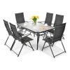 zahradna jedalenska suprava 6 miestna moderna stol a 6 skladanych stoliciek cierna