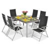 zahradna jedalenska hlinikova suprava 6 miestna sunnex stol a 6 regulovatelnych stoliciek cierno strieborna new