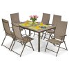 zahradna jedalenska hlinikova suprava 6 miestna sunnex stol a 6 regulovatelnych stoliciek hneda new