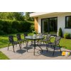 zahradna suprava siri 6 kresiel a stol so sklenenou doskou cierno sivy komplet novinka freeday sk zadarmo