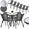 zahradna suprava siri 6 kresiel a stol so sklenenou doskou cierno sivy velky