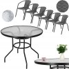 zahradna suprava siri 6 kresiel a stol so sklenenou doskou cierno sivy