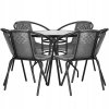 zahradna suprava siri 6 kresiel a stol so sklenenou doskou cierno sivy komplet