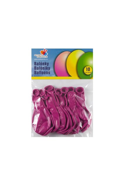 Balónek nafukovací - sada 10ks FUCHSIOVÉ 26cm, Smart Balloons, W040577