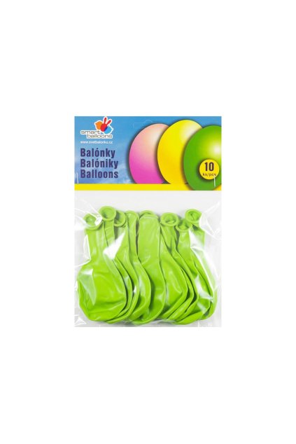 Balónek nafukovací - sada 10ks SV.ZLENÉ 26cm, Smart Balloons, W040580
