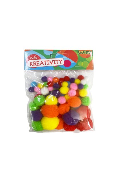 Pom pom mix velikostí, 80ks, W011811