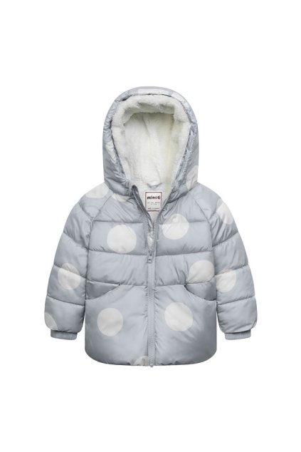 Bunda dívčí Puffa podšitá chlupem, Minoti, Ballerina 3, šedá - 80/86