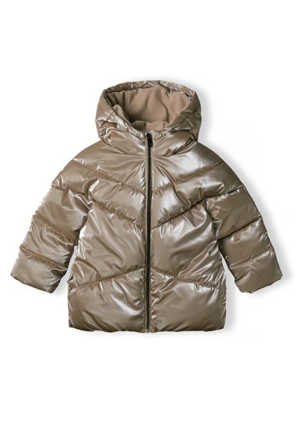 Kabát dívčí prošívaný Puffa s chlupatou podšívkou, Minoti, 16coat 20, hnědá - 158/164