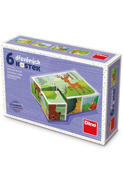 LESNÍ ZVÍŘÁTKA 6 Dřevěné kostky, Dino kubusy, W000206