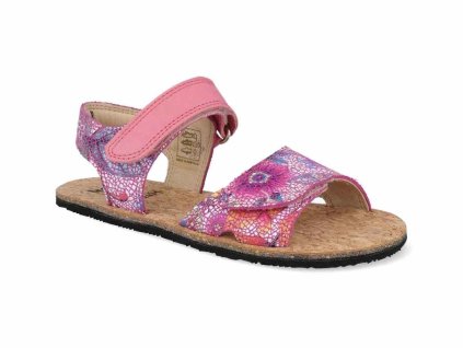 Koel barefoot dívčí kožené sandálky – Ashley Fuchsia Flower