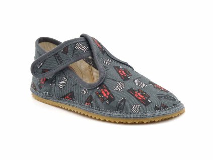 Beda Barefoot přezůvky BFN Playful užší pata/kotník – Grey Formula