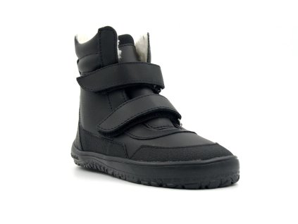 Beda Barefoot dětské kožené zimní boty s membránou – BFN Just Black