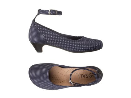 Dámské lodičky Rosali Dotty- modré s puntíky – lodičky s anatomicky tvarovanou špičkou (nejsou barefoot)