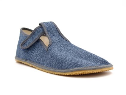 Beda Barefoot přezůvky BFN Playful užší pata/kotník – Grey Denim