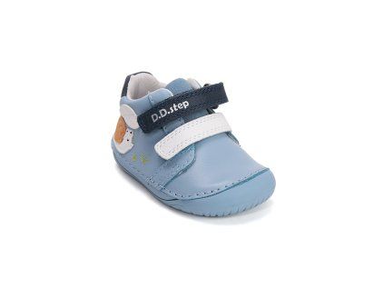 D.D.step dětské kožené barefoot tenisky S070-61995A modré
