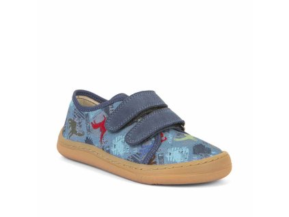 Froddo Barefoot dětské plátěné tenisky Canvas G1700379-19 Modří dinosauři
