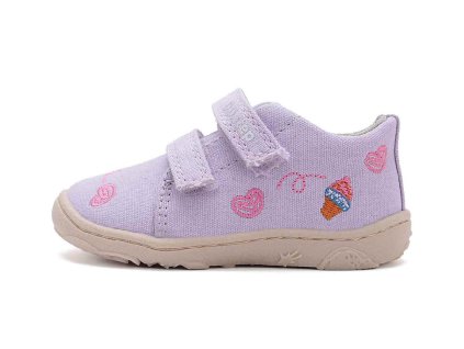 D.D.step dětské plátěné barefoot tenisky C077-51663B fialové