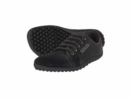 Leguano barefoot tenisky Aktiv – lávově černé, černá podrážka