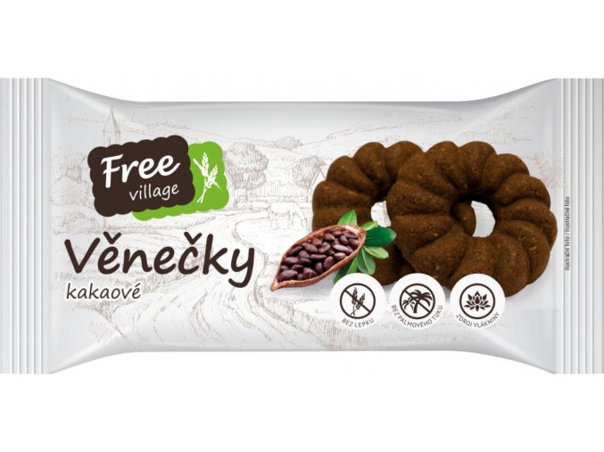 Free village Věnečky kakaové, sušenky bez lepku 100 g