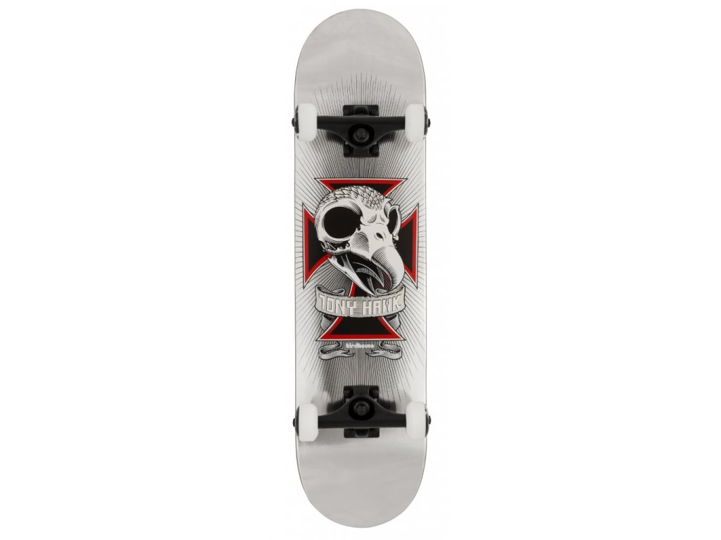 Skateboard BIRDHOUSE Stage 3 Hawk Skull 2 Chrome Silver Foil 7.75"  Skateboard