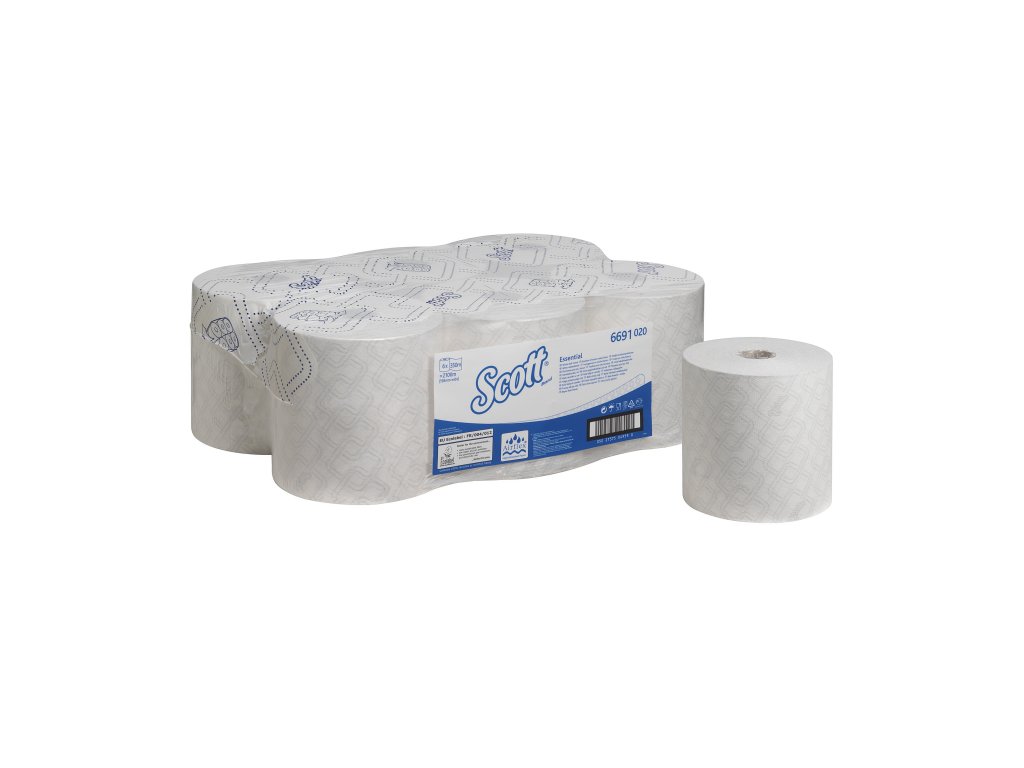 SCOTT® ESSENTIAL Papírové ručníky – role / bílá. 350m, 1 vr. - Karton