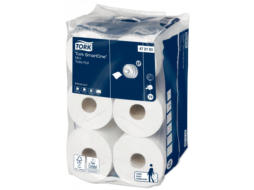 TORK 472193 – SmartOne© Mini toaletní papír, 12 rl., 2 vrst., 620 útr./rl., 13,4 x 18 cm - Karton