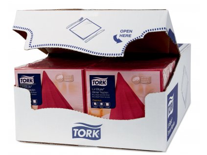 TORK 478855 – Linstyle® burgundy ubrousky – večeře, netkané, 1 vr., 1/4 sklad, 12x50 ks - Karton