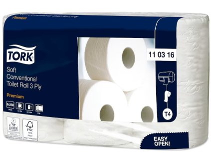 TORK 110316 – jemný 3vrstvý toaletní papír konvenční role T4, 9 x 8 rl. - Karton