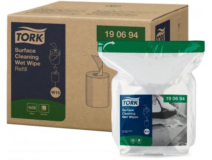 tork 190694 vlhcene uterky na povrchy v roli napln 4 x 15 66 m netkane 27 x 27 cm 9125