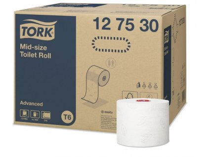 TORK 127530 – Mid–Size bezdutinkový toaletní papír T6, 2vrs., 100 m - Karton