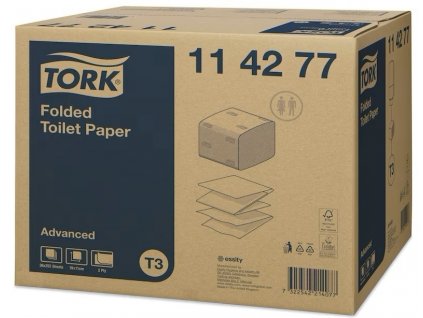 tork 114277 skladany toaletni papir advanced t3 2 vrst 36 x 252 ks karton 10074