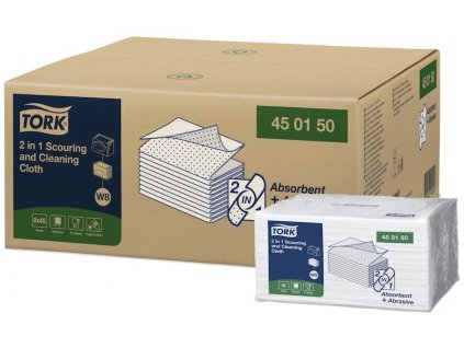 TORK 450150 – Skládaná utěrka 2 v 1 k drhnutí a čistění W8, 8 x 45 ks - Karton