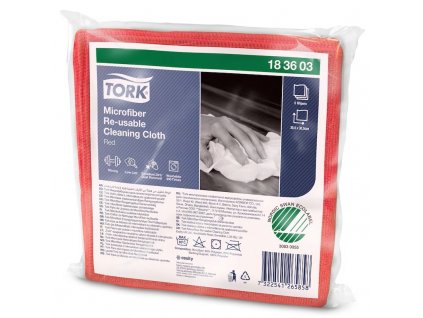 TORK 183603 – Čistící utěrka z mikrovlákna, opakované použití, červená, 8 x 6 ks - Karton