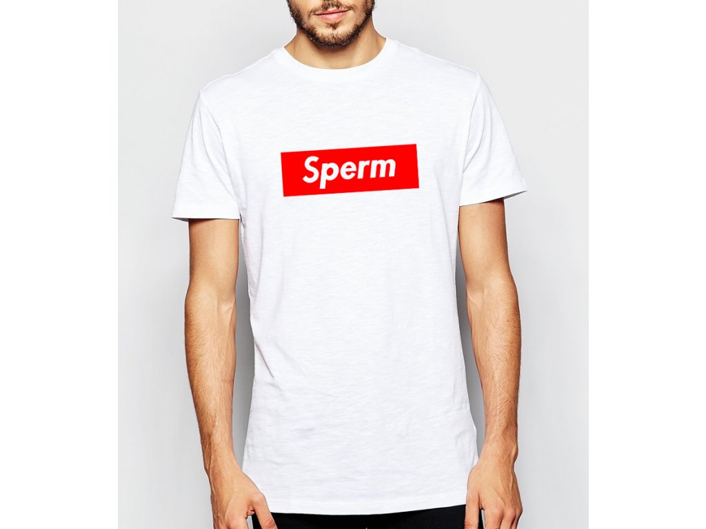 supreme pánské bílé tričko parodie sperma