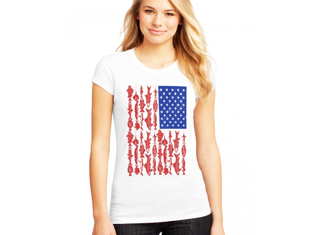 dámské tričko rybaření americká vlajka