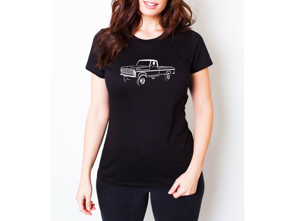 Woman tshirt black Vintage Truck Připraven Na Práci