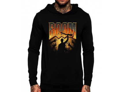 Unisex černá mikina s kapucí DOOM Boom