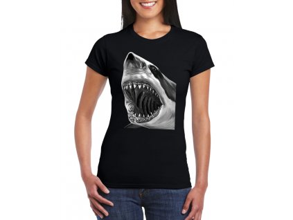 dámské tričko Žralok bílý