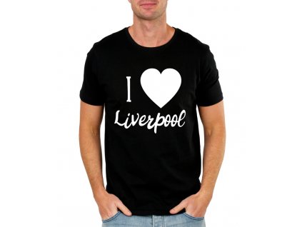 pánské černé tričko Miluji Liverpool fc
