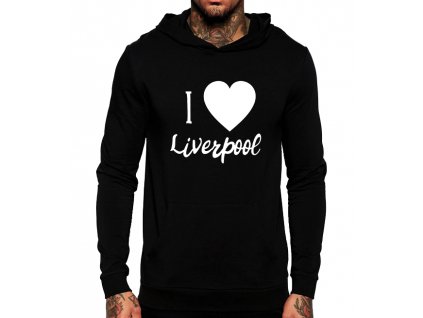 unisex černá mikina s kapucí Miluji Liverpool fc