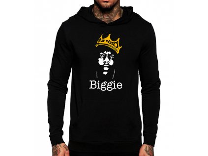 unisex černá mikina s kapucí biggie hip hop